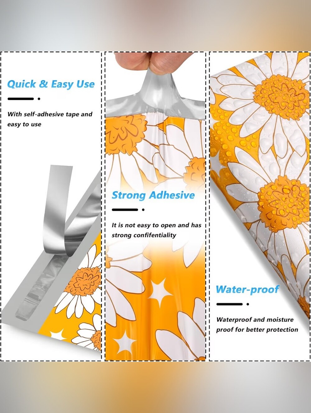 Poly Mailers 14.5"x19" Yellow Daisy- 25 Pack - Picture 3 of 5